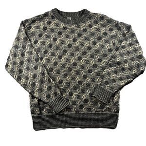 TSR Men Vintage Sweater 3D Knit Earth Tones Vintage Cosby Grandpa USA Large K174